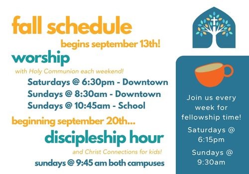 Fall Worship Schedule